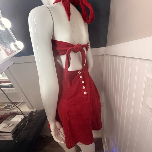 Free People Red Backless romper - Picture 3 of 5